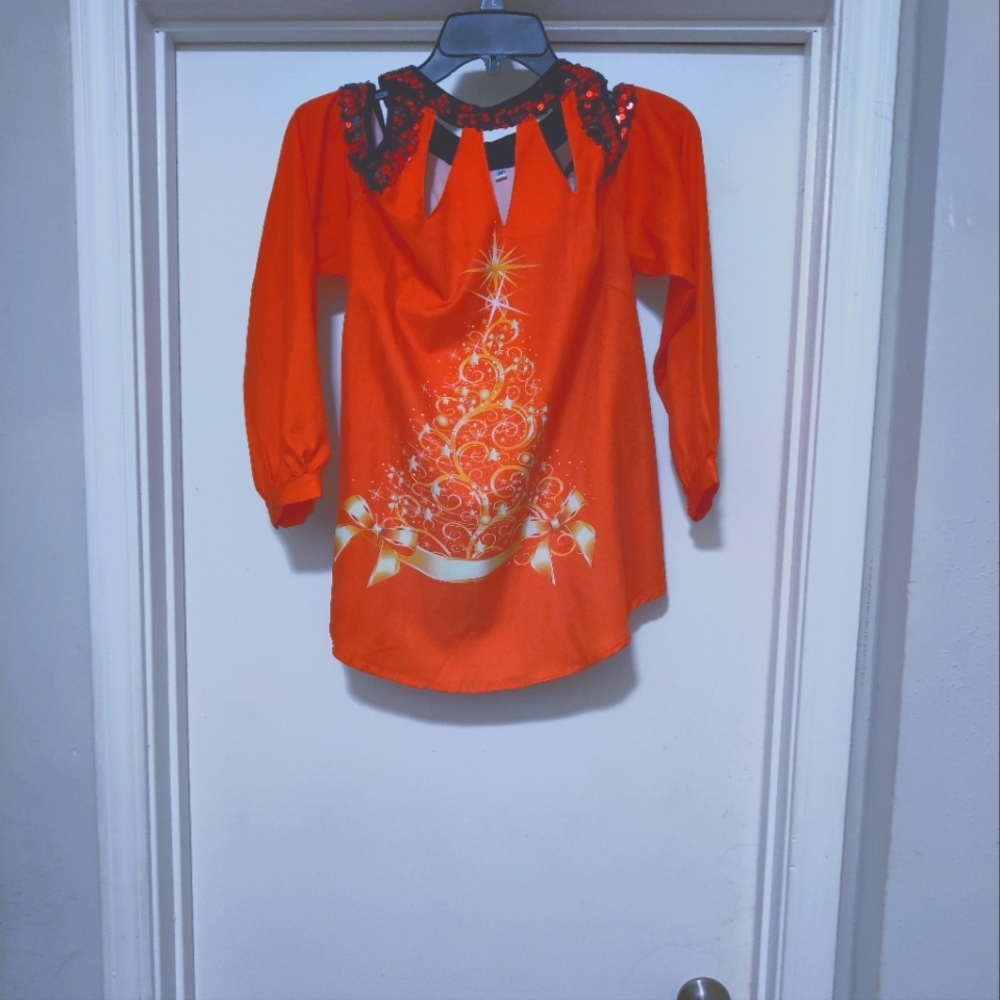 Never Worn Sequin Embellished Cold Shoulder Blouse with Sleeves